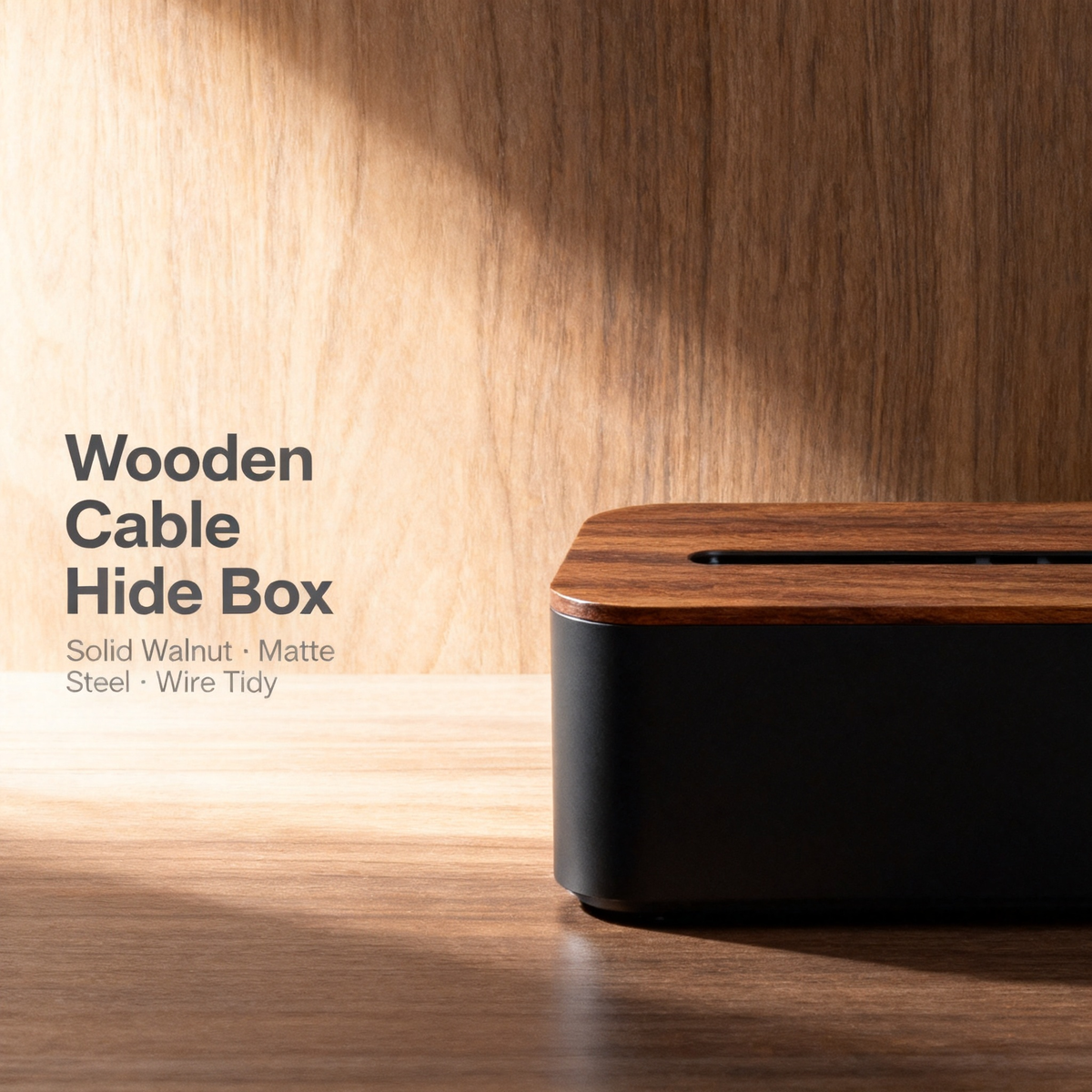 š Walnut Lid Cable Management Box A Hidden Power Strip Enclosure That Swallows Your Cables, Conceals Your Power Strip, And Leaves Your Desk Looking Completely In Control