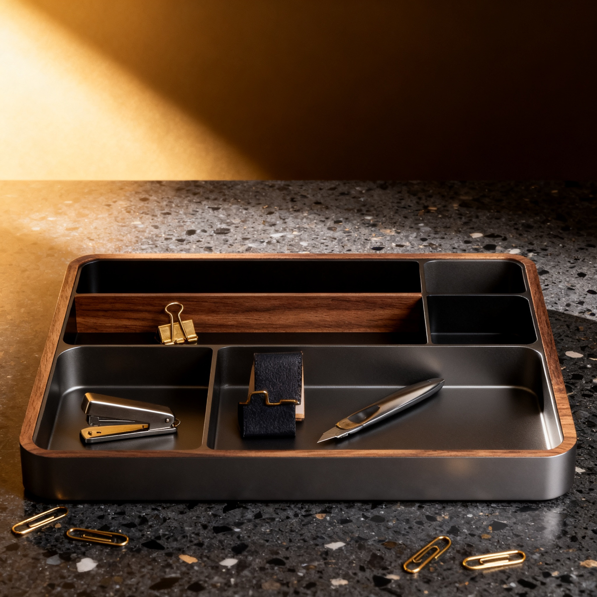🌰 Elegant Walnut Edge Desk Organizer A Minimal Desktop Storage Solution Designed To Create A Calm, Refined, And More Inspiring Workspace