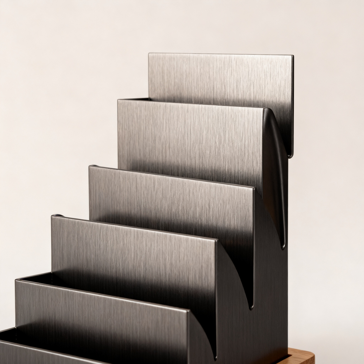 5-Tier Metal & Oak Desktop Step Organizer | Desk Caddy for Office, Bedroom & Living Room