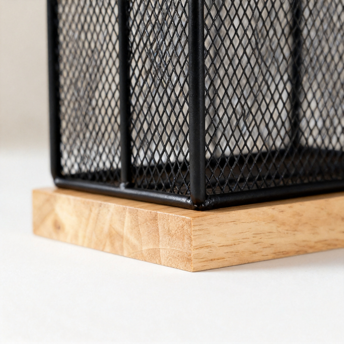 🗂️ 3-Slot Iron Mesh & Oak File Sorter A See-Through Desktop Document Station That Keeps Your Papers, Magazines, And Albums Sorted, Visible, And Always Within Reach