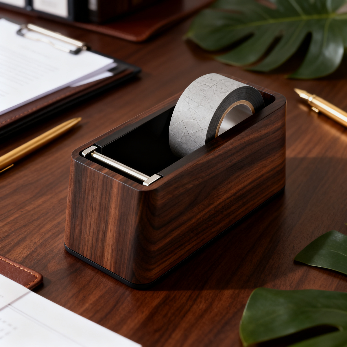 ✂️ Walnut Wood Tape Dispenser & Desk Caddy A Solid Weighted Desktop Tool That Holds Your Tape, Cuts It Clean, And Brings Quiet Craftsmanship To Every Corner Of Your Workspace