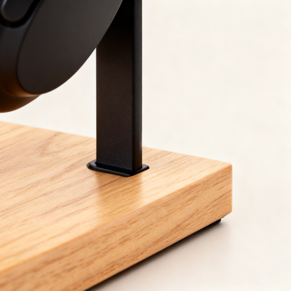 🎧 Minimal Steel & Oak Headphone Stand A Slim L-Bar Desktop Display That Keeps Your Headphones Safe, Accessible, And Looking Like A Deliberate Part Of Your Space