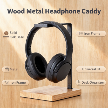 🎧 Minimal Steel & Oak Headphone Stand A Slim L-Bar Desktop Display That Keeps Your Headphones Safe, Accessible, And Looking Like A Deliberate Part Of Your Space
