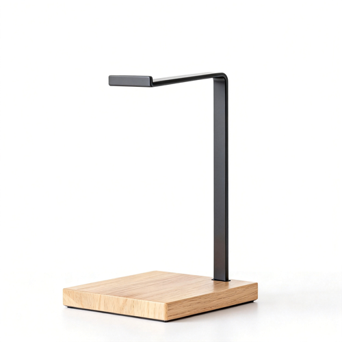 🎧 Minimal Steel & Oak Headphone Stand A Slim L-Bar Desktop Display That Keeps Your Headphones Safe, Accessible, And Looking Like A Deliberate Part Of Your Space