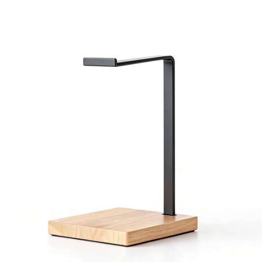 🎧 Minimal Steel & Oak Headphone Stand A Slim L-Bar Desktop Display That Keeps Your Headphones Safe, Accessible, And Looking Like A Deliberate Part Of Your Space