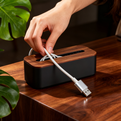 🔌 Walnut Lid Cable Management Box A Hidden Power Strip Enclosure That Swallows Your Cables, Conceals Your Power Strip, And Leaves Your Desk Looking Completely In Control