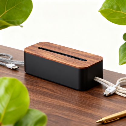 🔌 Walnut Lid Cable Management Box A Hidden Power Strip Enclosure That Swallows Your Cables, Conceals Your Power Strip, And Leaves Your Desk Looking Completely In Control