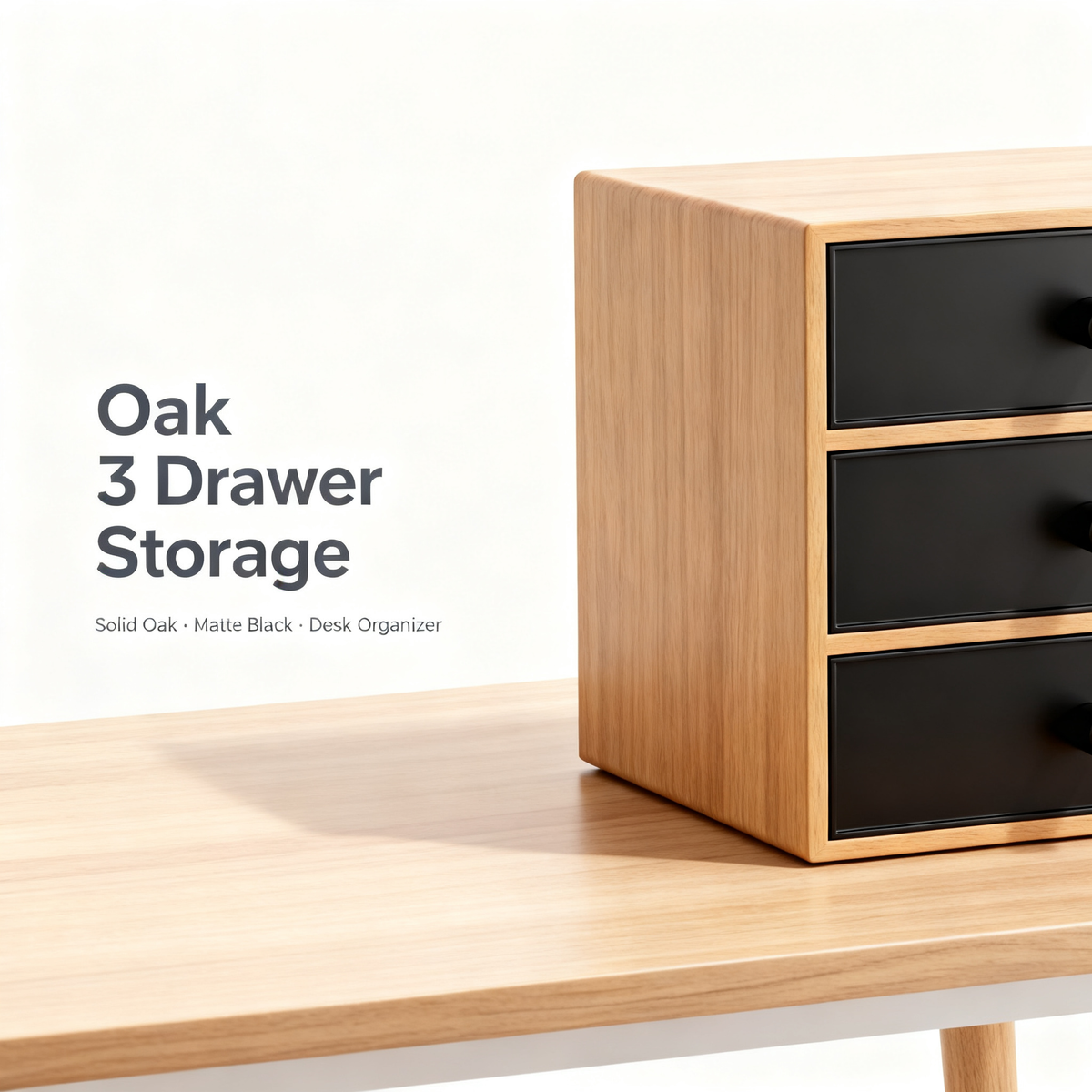 🗄️ Oak 3-Drawer Desktop Storage Cabinet A Compact Solid Wood Organizer With Three Deep Pull-Out Drawers That Hides Your Small Essentials And Keeps Your Desk Surface Beautifully Clear