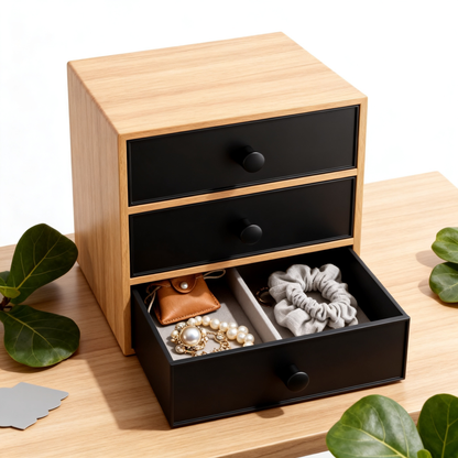 🗄️ Oak 3-Drawer Desktop Storage Cabinet A Compact Solid Wood Organizer With Three Deep Pull-Out Drawers That Hides Your Small Essentials And Keeps Your Desk Surface Beautifully Clear