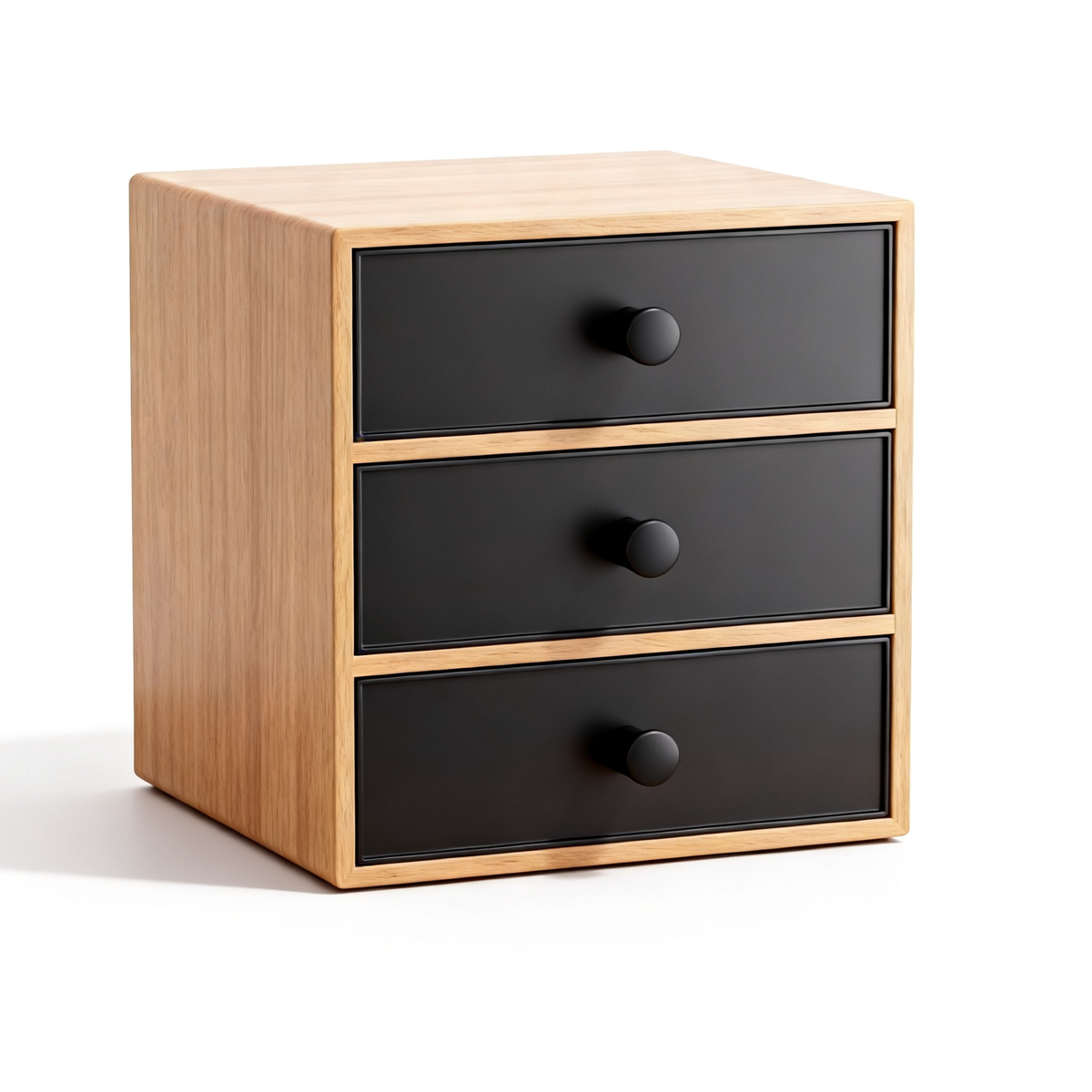 🗄️ Oak 3-Drawer Desktop Storage Cabinet A Compact Solid Wood Organizer With Three Deep Pull-Out Drawers That Hides Your Small Essentials And Keeps Your Desk Surface Beautifully Clear