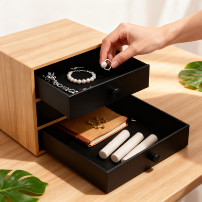 🗄️ Oak 3-Drawer Desktop Storage Cabinet A Compact Solid Wood Organizer With Three Deep Pull-Out Drawers That Hides Your Small Essentials And Keeps Your Desk Surface Beautifully Clear