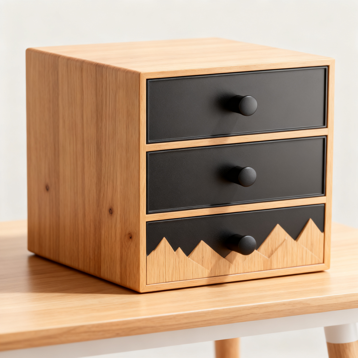🗄️ Oak 3-Drawer Desktop Storage Cabinet A Compact Solid Wood Organizer With Three Deep Pull-Out Drawers That Hides Your Small Essentials And Keeps Your Desk Surface Beautifully Clear