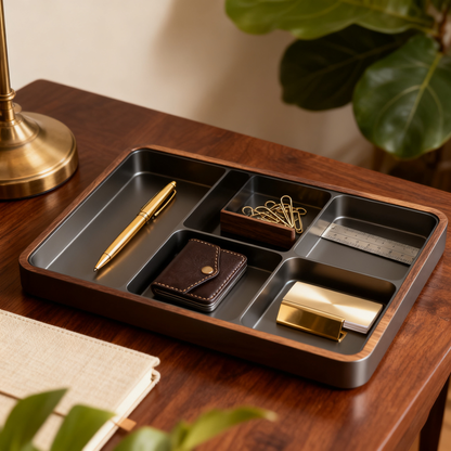 🌰 Elegant Walnut Edge Desk Organizer A Minimal Desktop Storage Solution Designed To Create A Calm, Refined, And More Inspiring Workspace