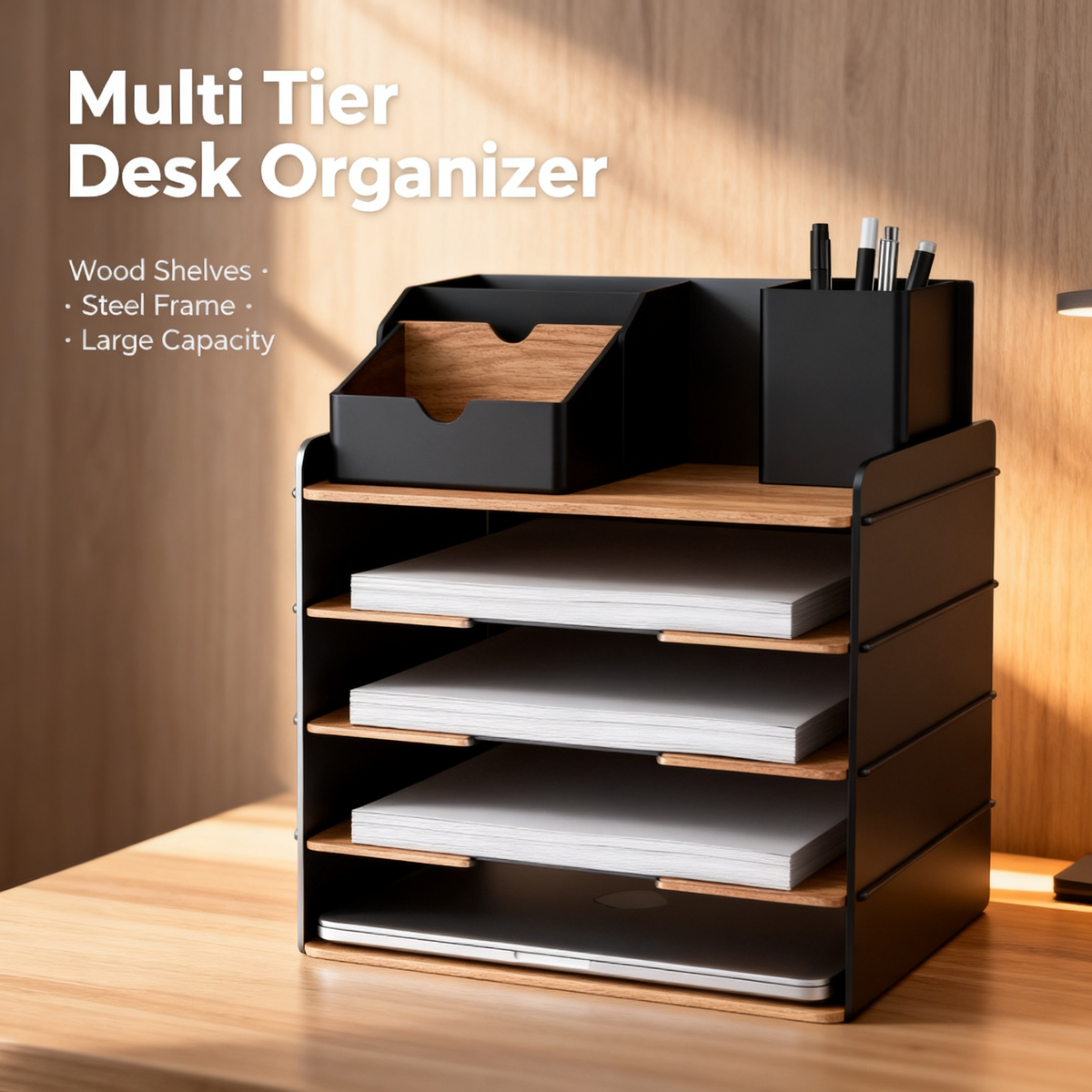 🪵 Layered Desktop Organizer Shelf A Multi-Level Storage Solution Designed To Maximize Desk Space While Bringing Style, Balance, And Efficiency To Your Daily Workspace