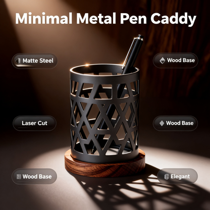 🌿 Wooden Base Pen Caddy A Natural-Inspired Desktop Organizer Combining Warm Wood Details And Modern Functionality For A More Comfortable Creative Workspace